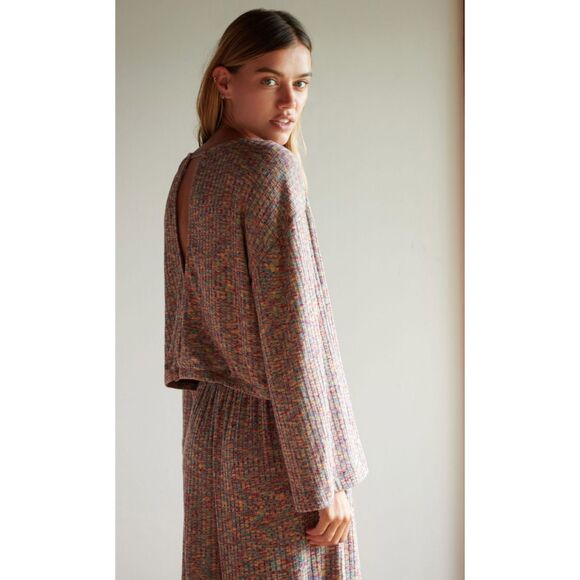 DAILY PRACTICE Anthropologie Space-Dyed Flouncy Knit Pullover Top Womens Small - Picture 1 of 10